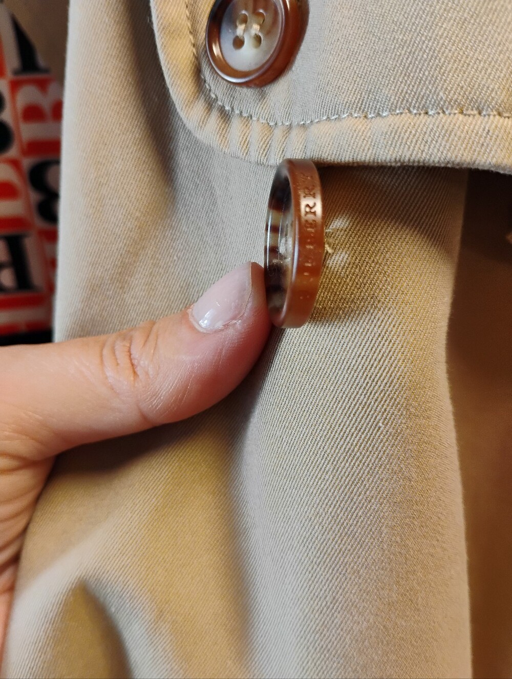 Burberry Beige Trench Coat with Orange Lining and Logo Panel / RARE FIND / - Picture 13 of 15